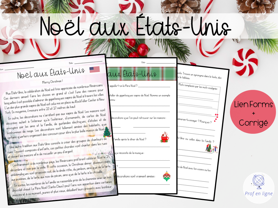 Noël aux États-Unis - Compréhension de lecture