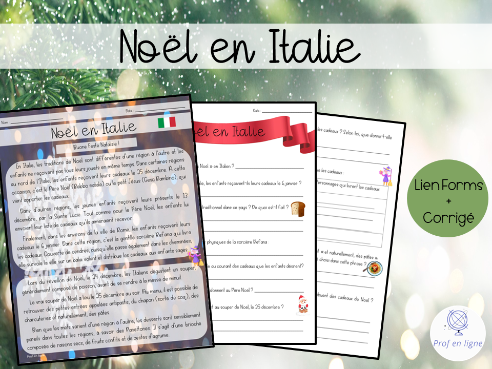 Noël en Italie - Compréhension de lecture