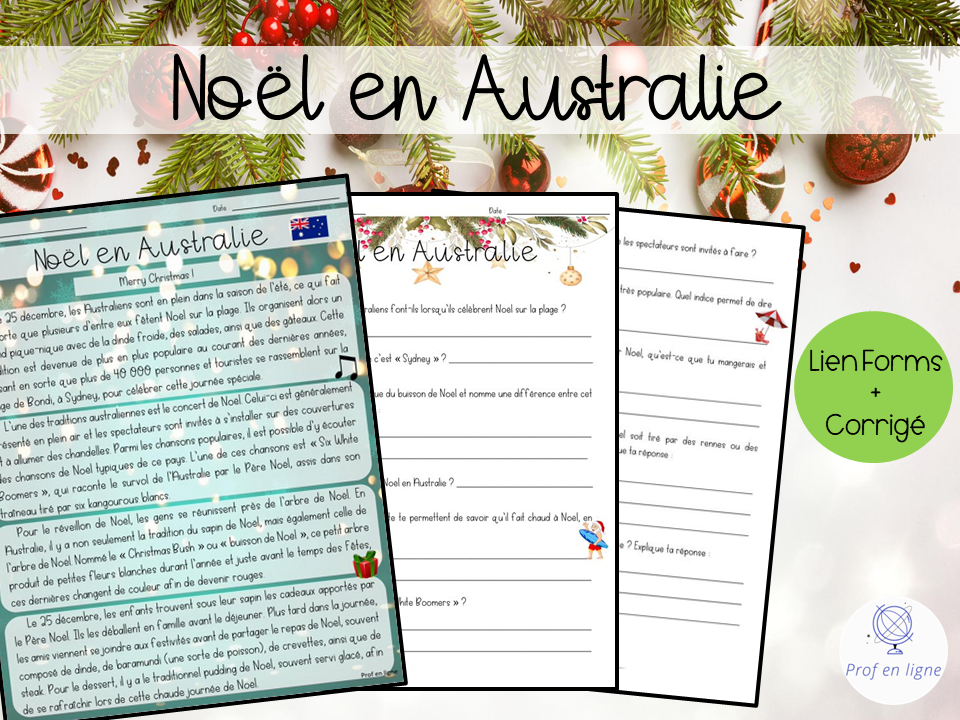 Noël en Australie - Compréhension de lecture