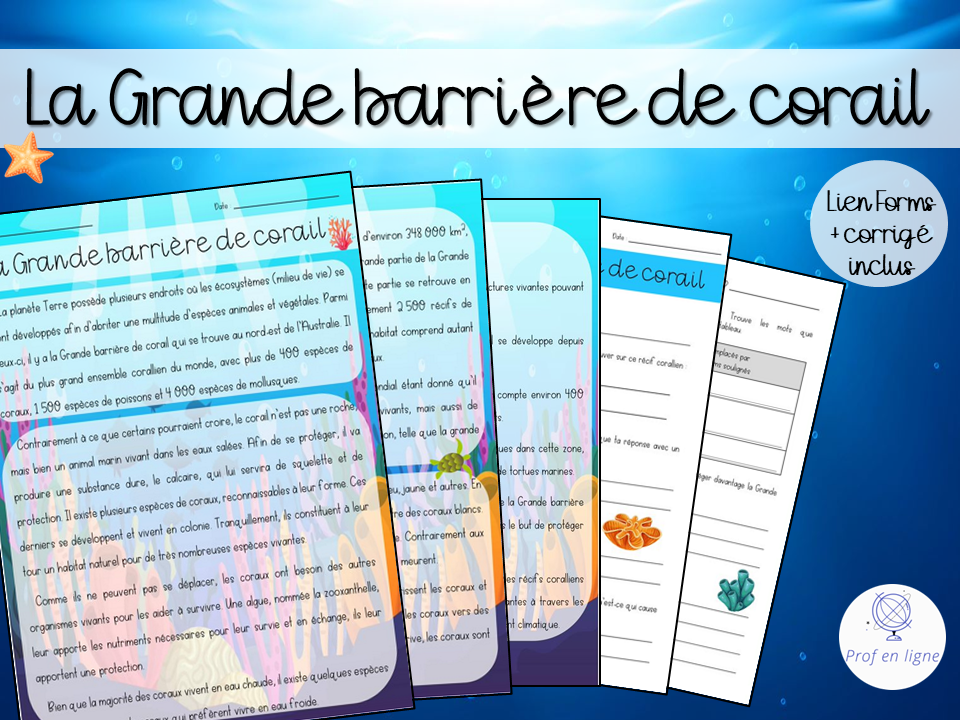 La Grande barrière de corail - compréhension de lecture