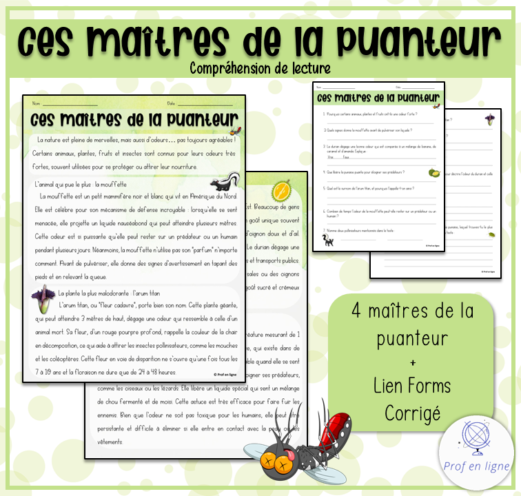 Ces maîtres de la puanteur - compréhension lecture