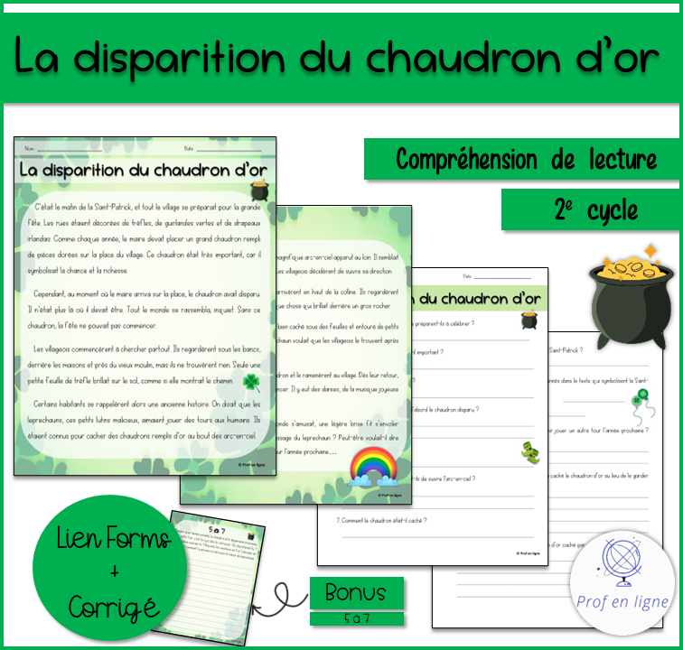 la disparition du chaudron d'or - texte narratif