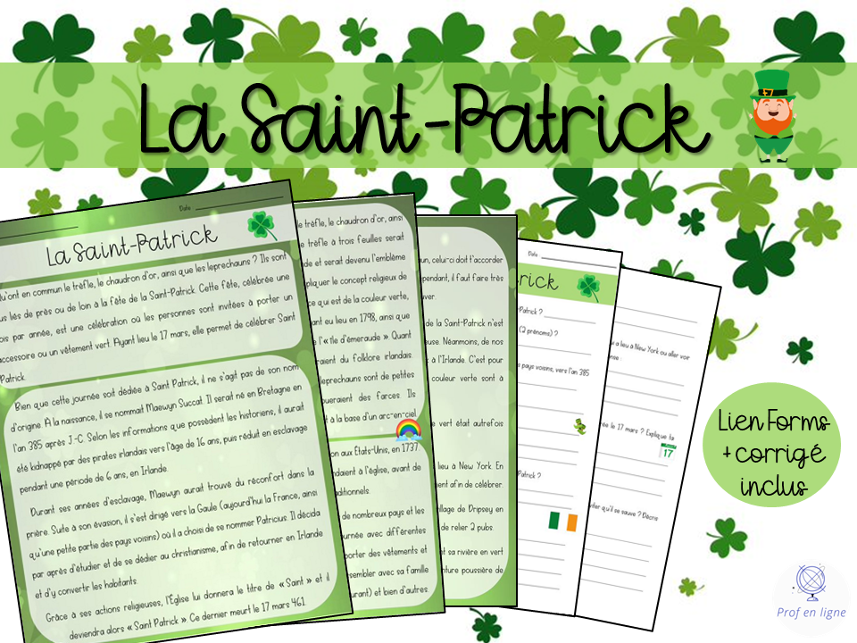 La Saint-Patrick - compréhension lecture