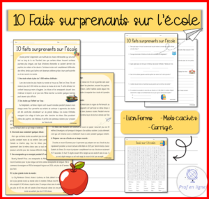 10 faits surprenants sur l'école - compréhension de lecture